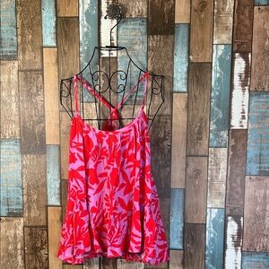 LOFT Red and Pink Floral Camisole